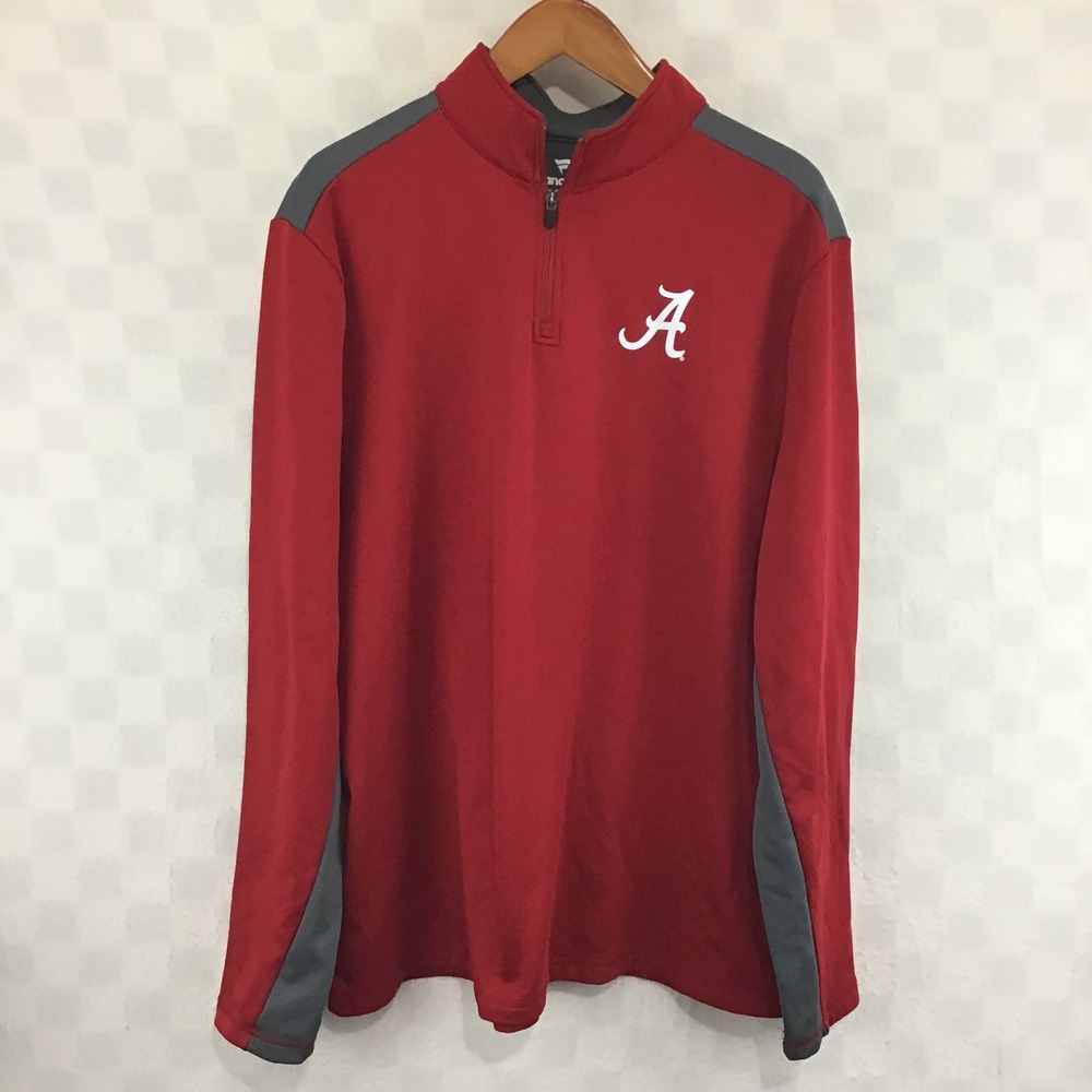 Fanatics Alabama Crimson Tide Mens 2XL Quarter Zip Pullover Red Gray Fleece